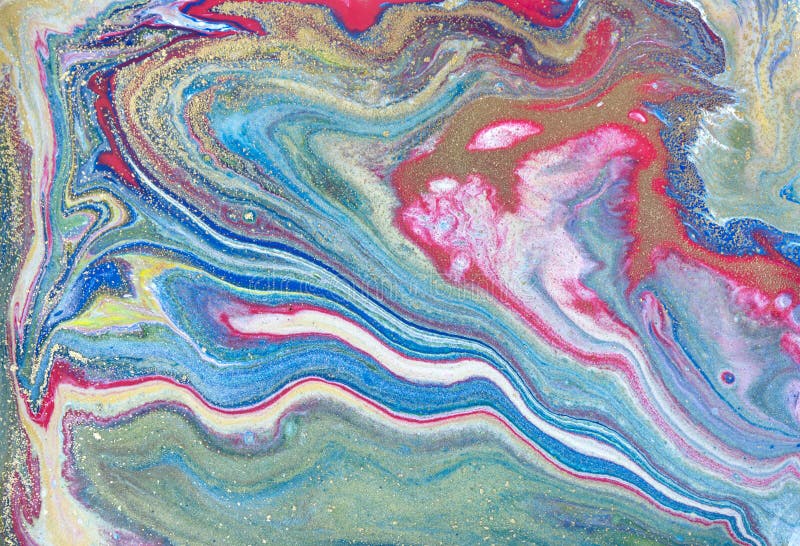 Μπλε χρυσό marbling σχέδιο Χρυσή μαρμάρινη υγρή σύσταση στοκ εικόνες